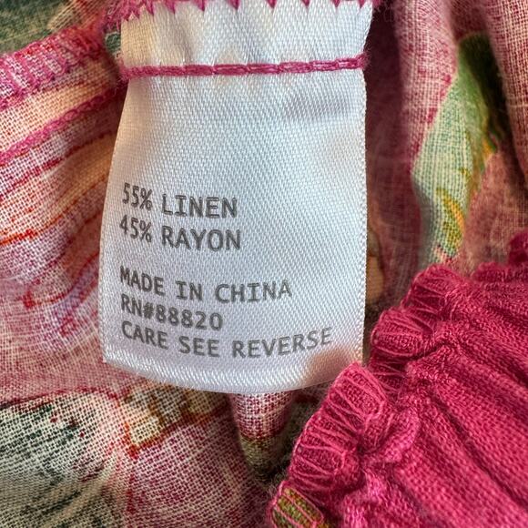 Rachel Roy Pink Floral Tropical Linen Blend Tiered Maxi Skirt Medium - Picture 9 of 10